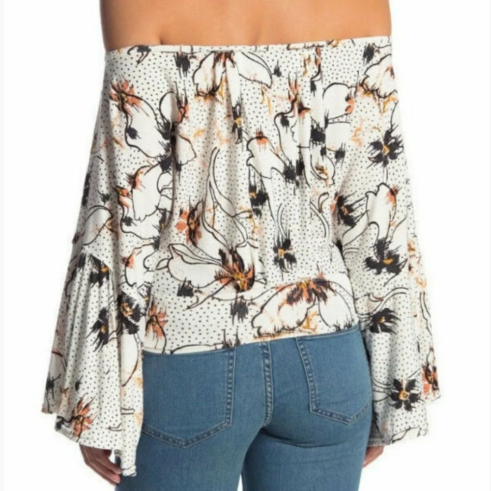 FREE PEOPLE Last Time Floral Printed Drape Blouse NWT sz M